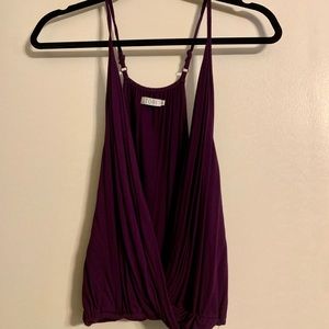 Eggplant deep V-neck cotton top
